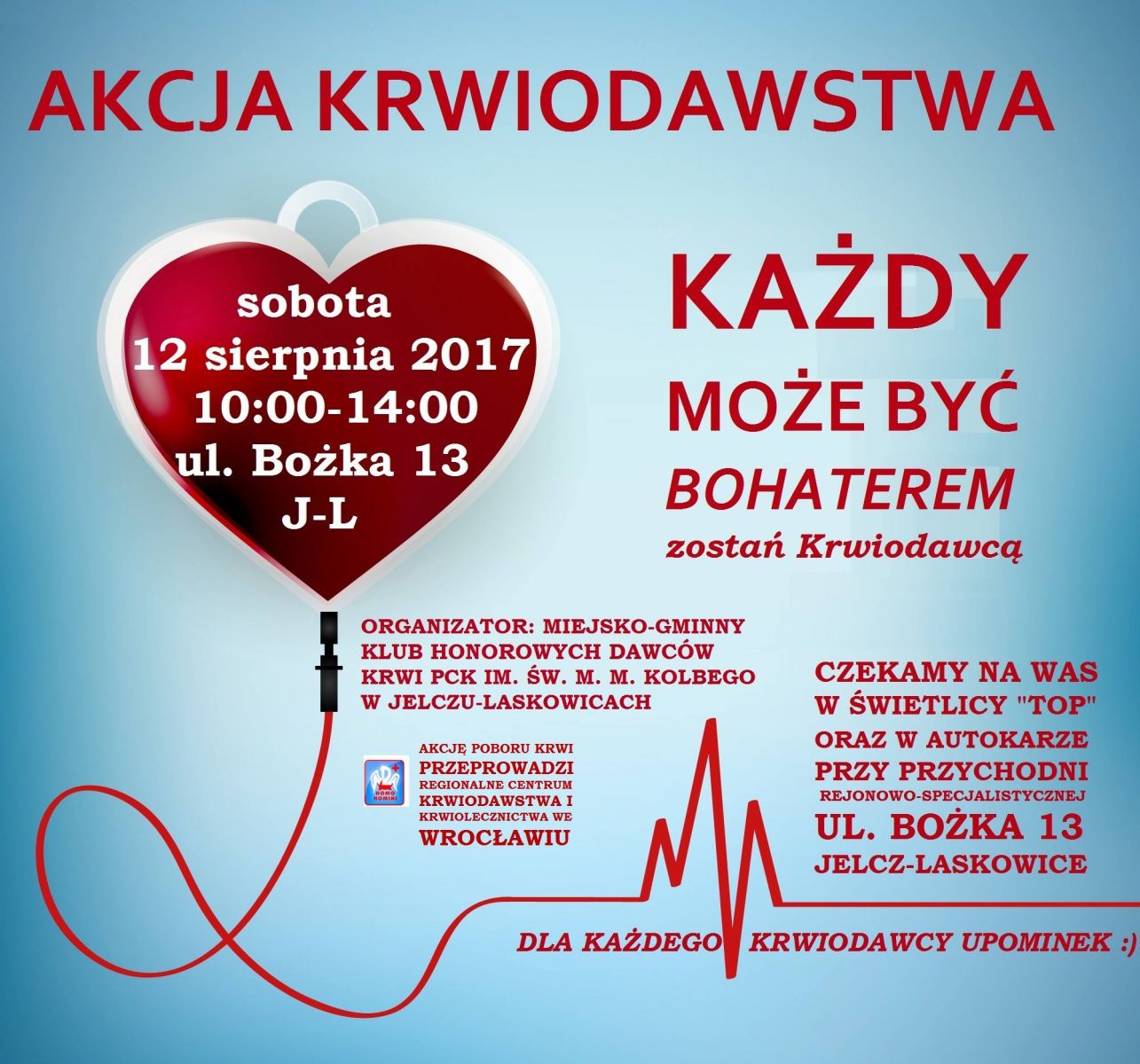 Zapraszamy na akcję krwiodawstwa do Jelcza-Laskowic