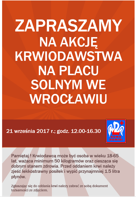 Wielki finał wakacyjnych akcji krwiodawstwa na Placu Solnym we Wrocławiu - 21 września 2017 r.