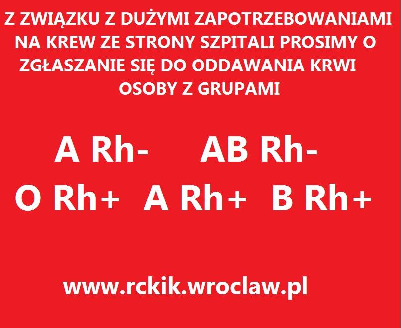 Apelujemy o oddawanie krwi !