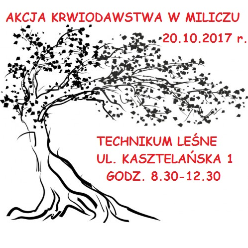 Zapraszamy na akcję krwiodawstwa do Milicza - 20.10.2017 r.