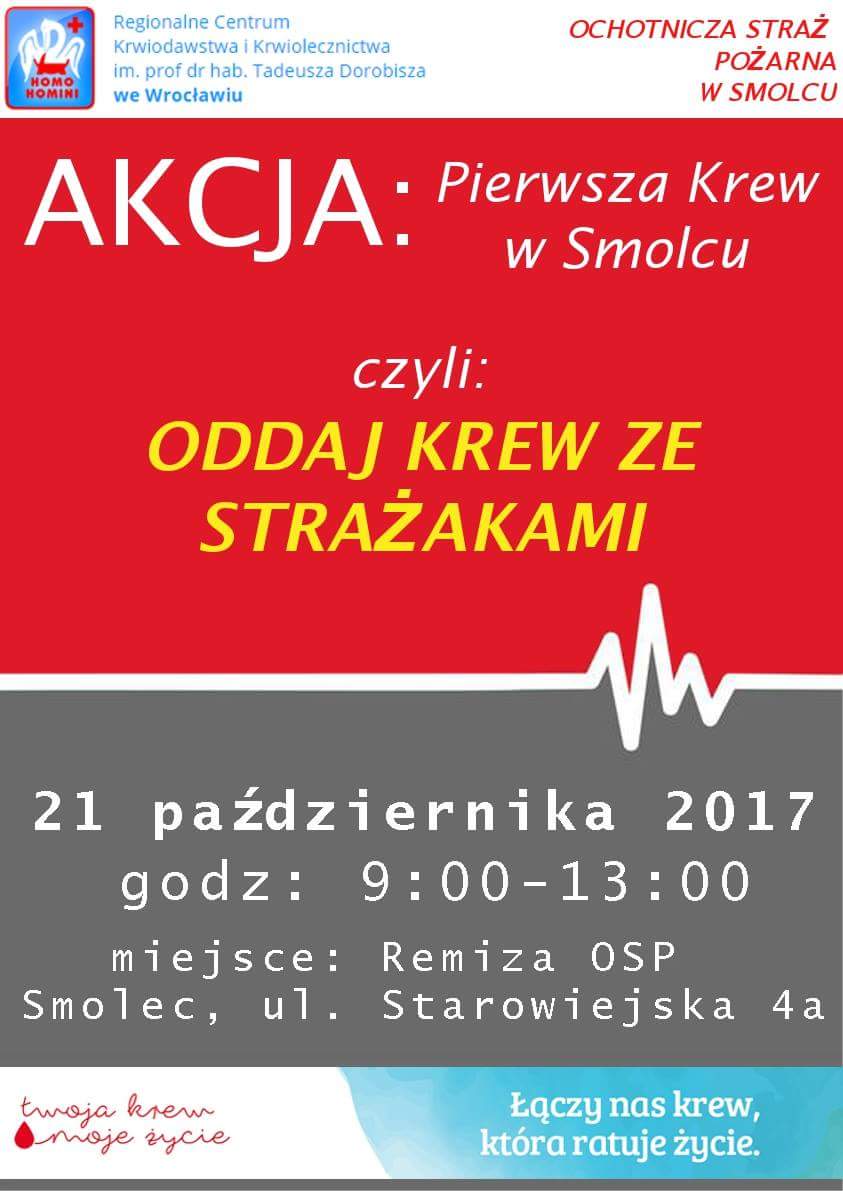 Strażacy zachęcają do oddania krwi w Smolcu - 21.10.2017 r.
