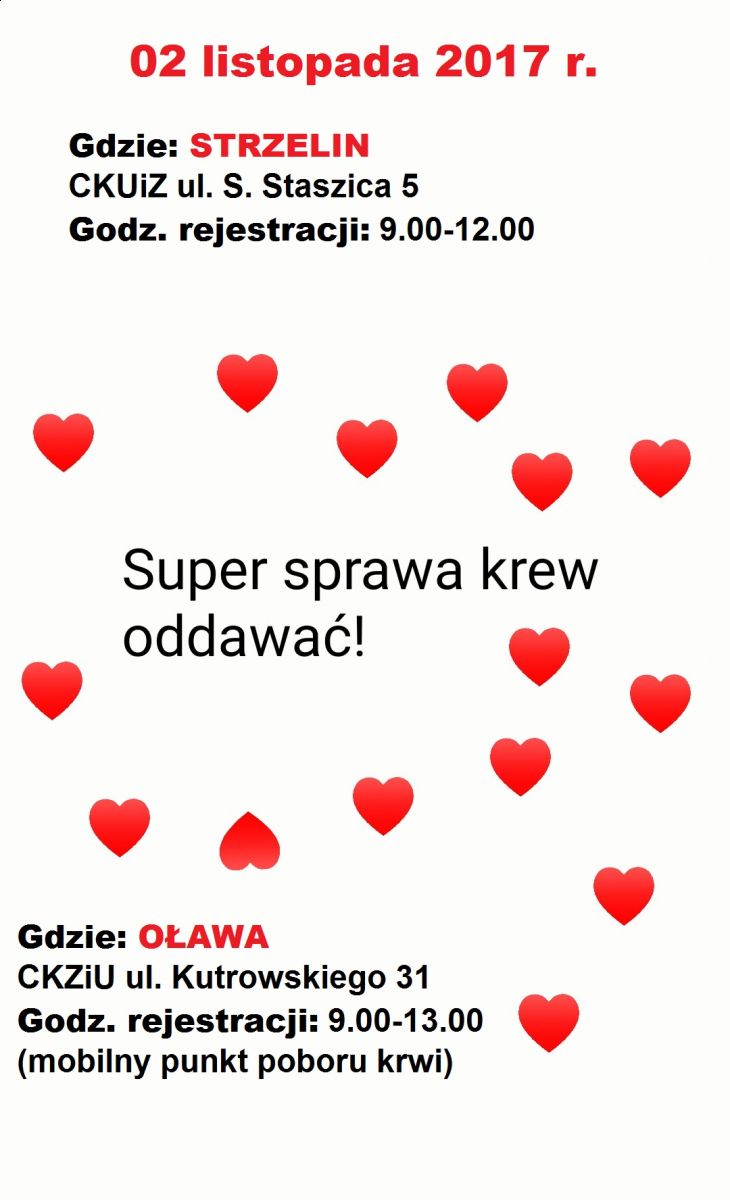 Zapraszamy na akcje krwiodawstwa