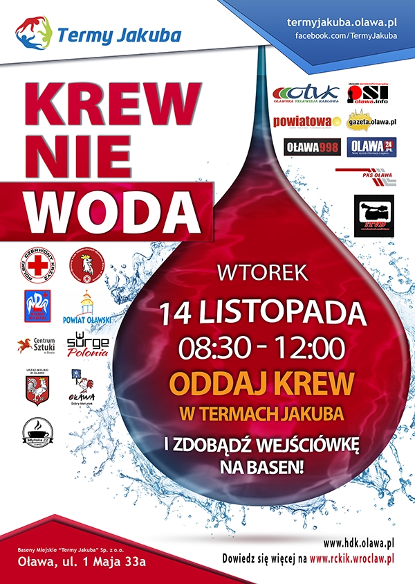 Oddaj krew w Termach Jakuba w Oławie - 14.11.2017 r.