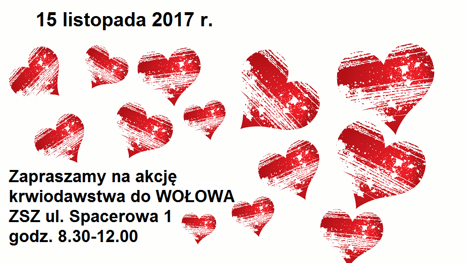 Zapraszamy na akcję krwiodawstwa do Wołowa - 15.11.2017 r.