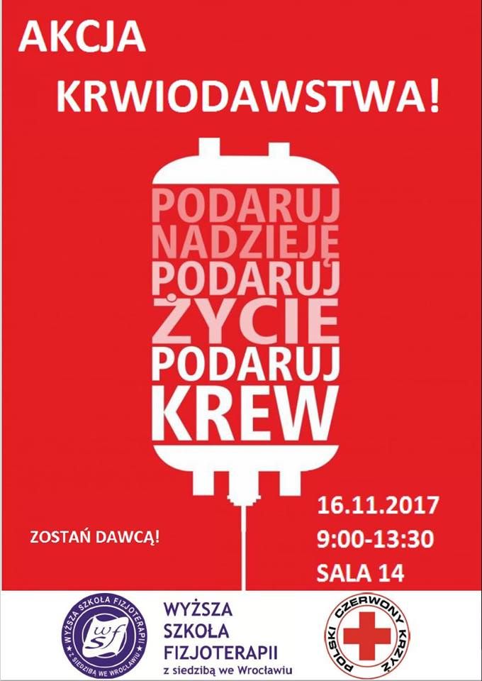 Studenci WSF "Czamara" zachęcają do udziału w akcji krwiodawstwa - 16.11.2017 r.