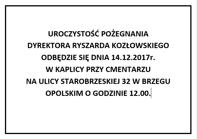 Uroczystość pożegnalna Dyrektora Ryszarda Kozłowskiego