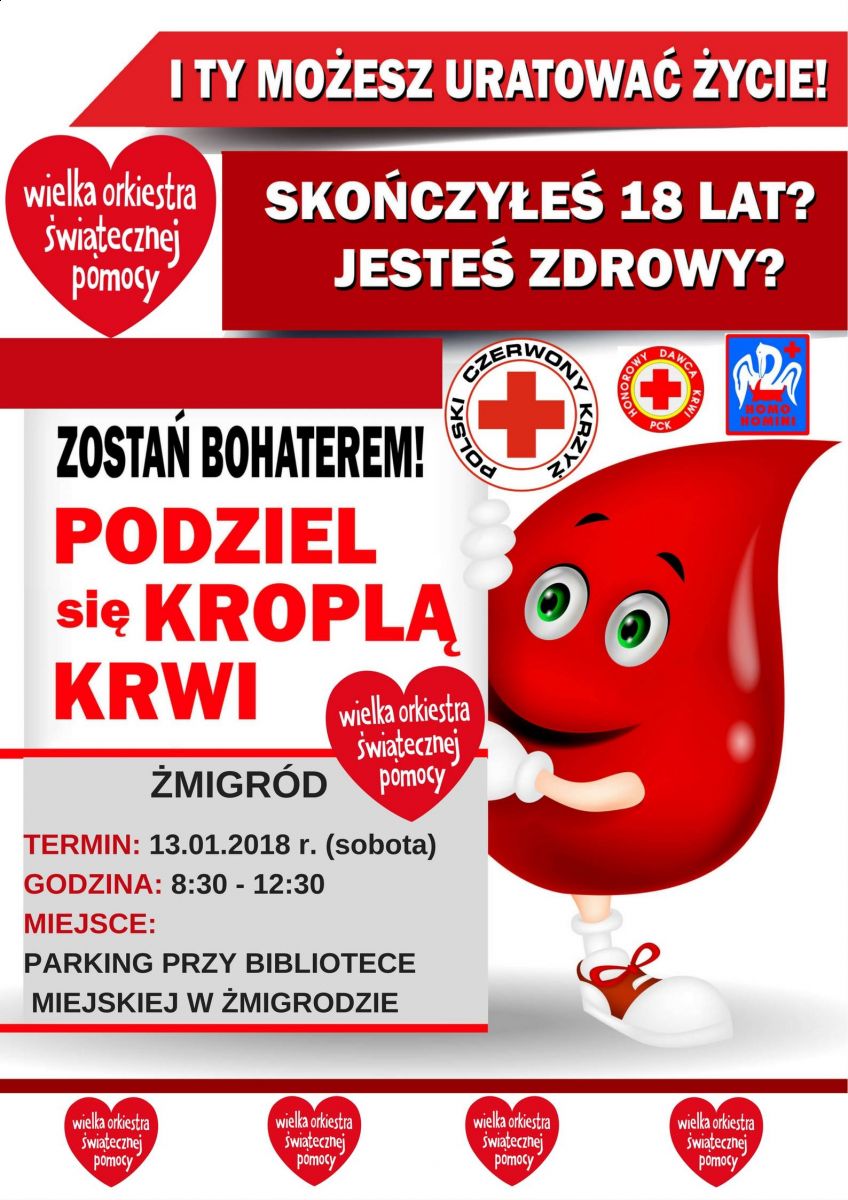 WOŚP w Żmigrodzie już 13 stycznia 2018 r. - Zapraszamy !