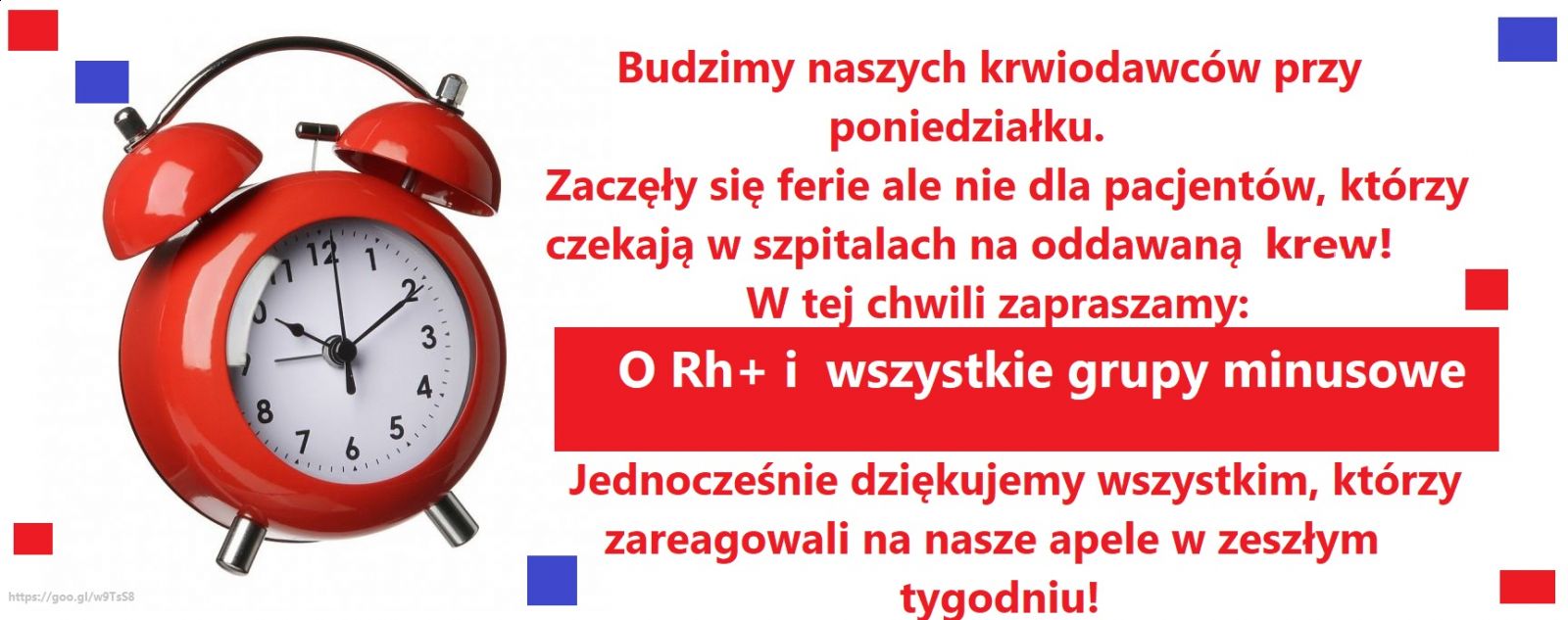 Budzimy naszych krwiodawców w pierwszy dzień ferii zimowych