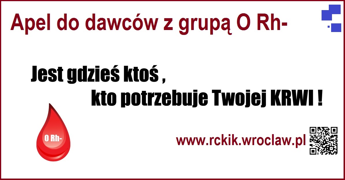 Zapraszamy krwiodawców z grupą O RhD- do zgłaszania się do oddawania krwi