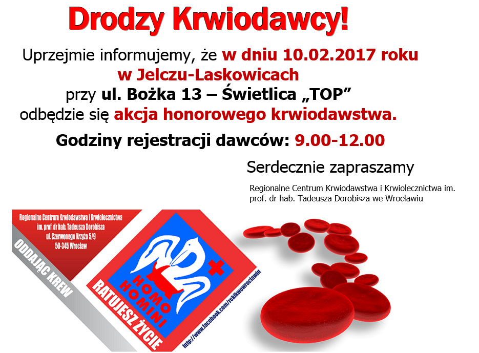 Miejsko-Gminny Klub HDK PCK w Jelczu-Laskowicach zaprasza do udziału w akcji