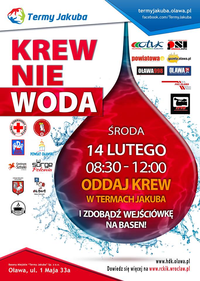 Zapraszamy na walentynkową akcję krwiodawstwa do Oławy