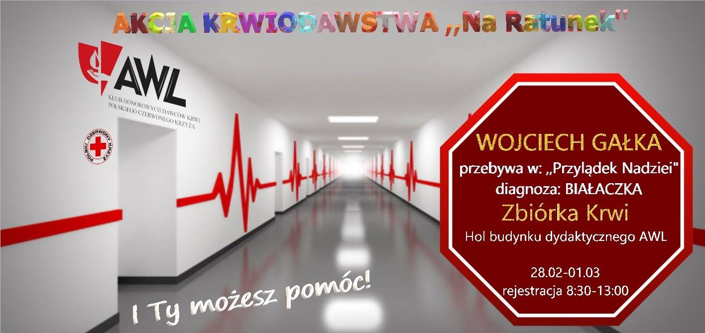 Klub HDK PCK przy AWL zaprasza do udziału w akcji krwiodawstwa