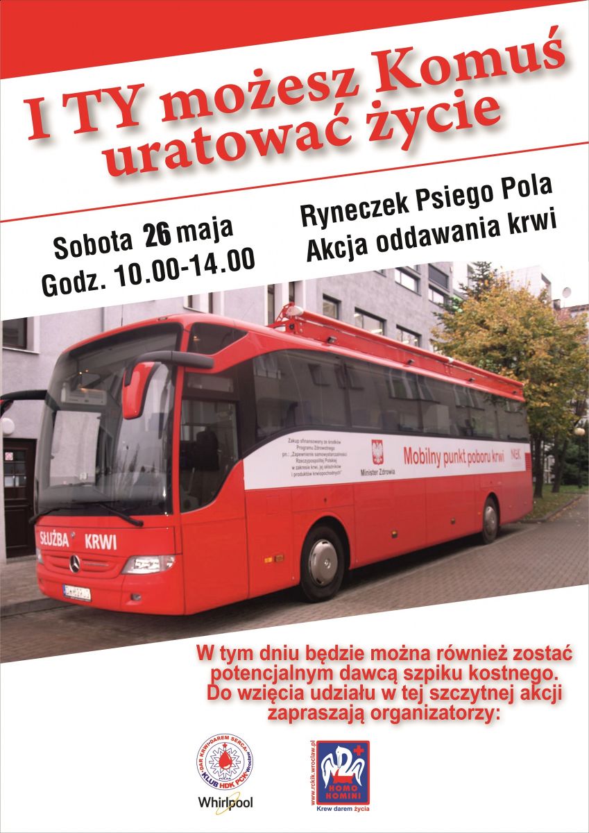 Klub HDK PCK Polar-Whirlpool zaprasza na akcję krwiodawstwa - 26.05.2018 r.