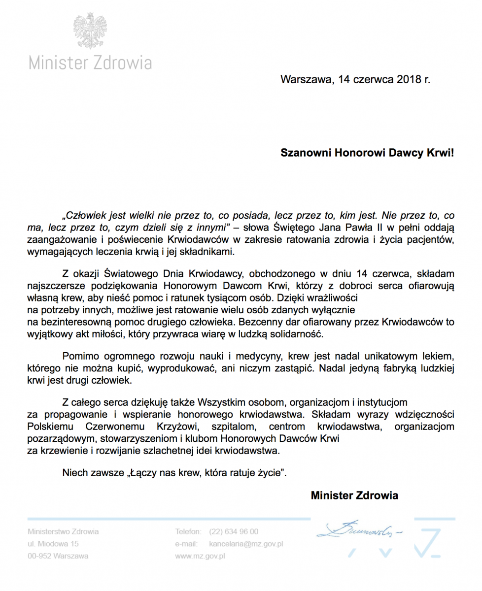 Światowy Dzień Krwiodawcy
