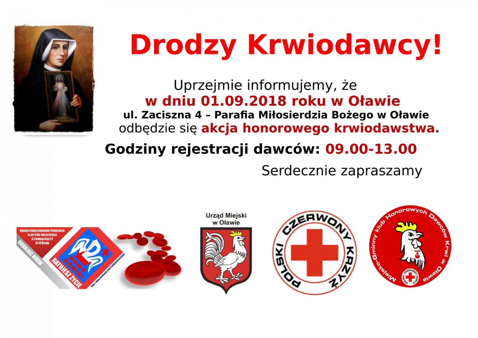 Zapraszamy do oddania krwi w Oławie