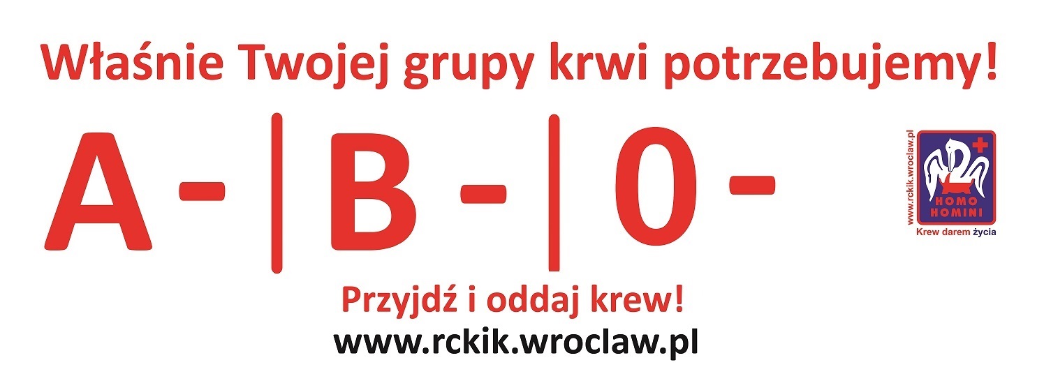 Potrzebna krew grupy O Rh-,  A Rh-, B Rh-