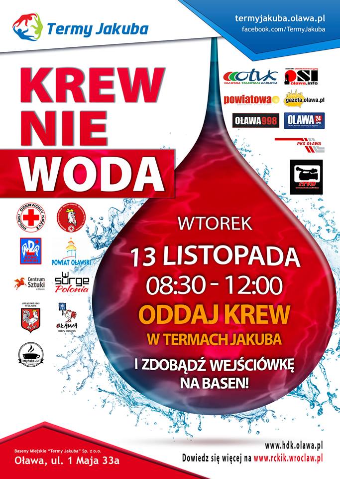 Klub HDK PCK w Oławie zachęca do udziału w akcji krwiodawstwa - 13.11.2018 r.
