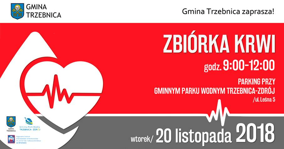 Gmina Trzebnica zaprasza do udziału w akcji krwiodawstwa - 20.11.2018 r.
