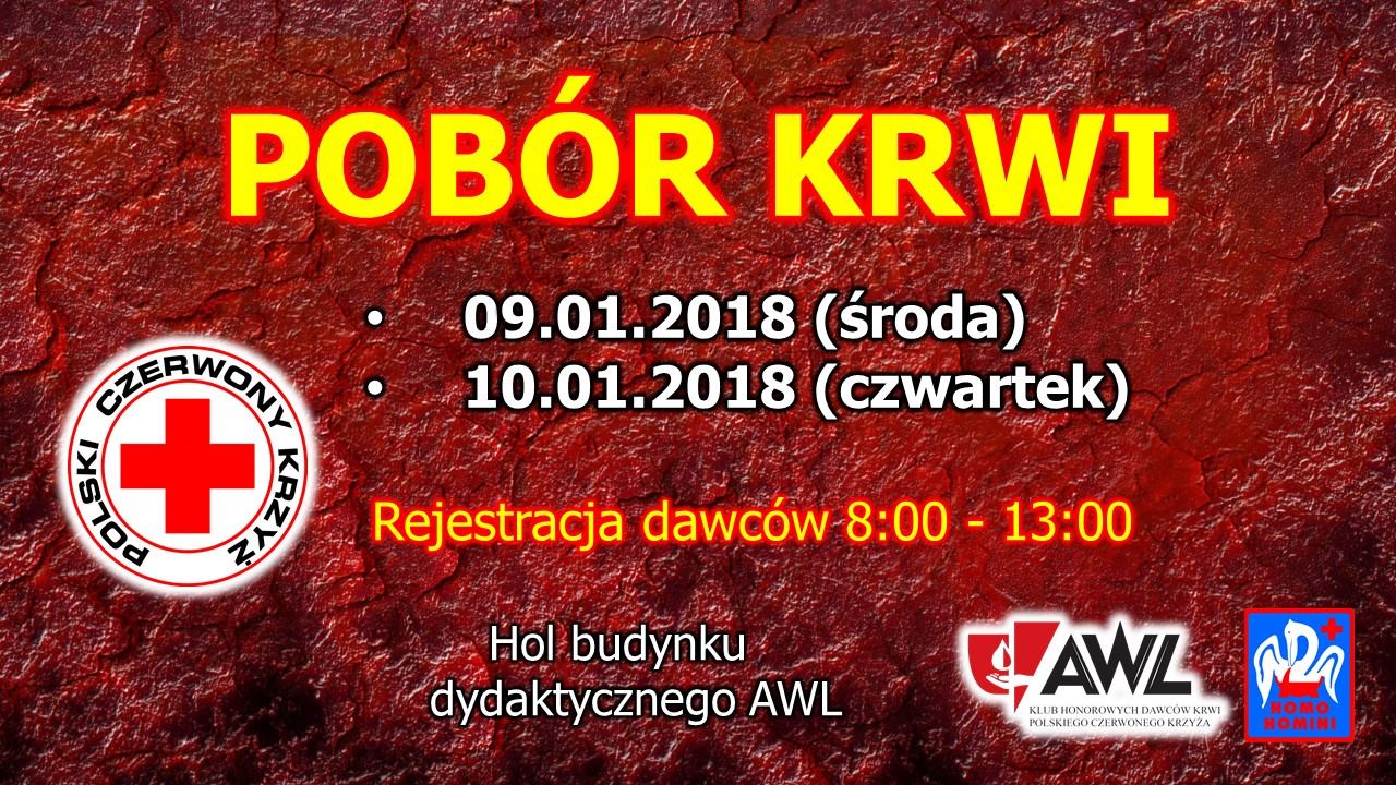 Klub HDK przy AWL we Wrocławiu zachęca do udziału w styczniowych akcjach krwiodawstwa