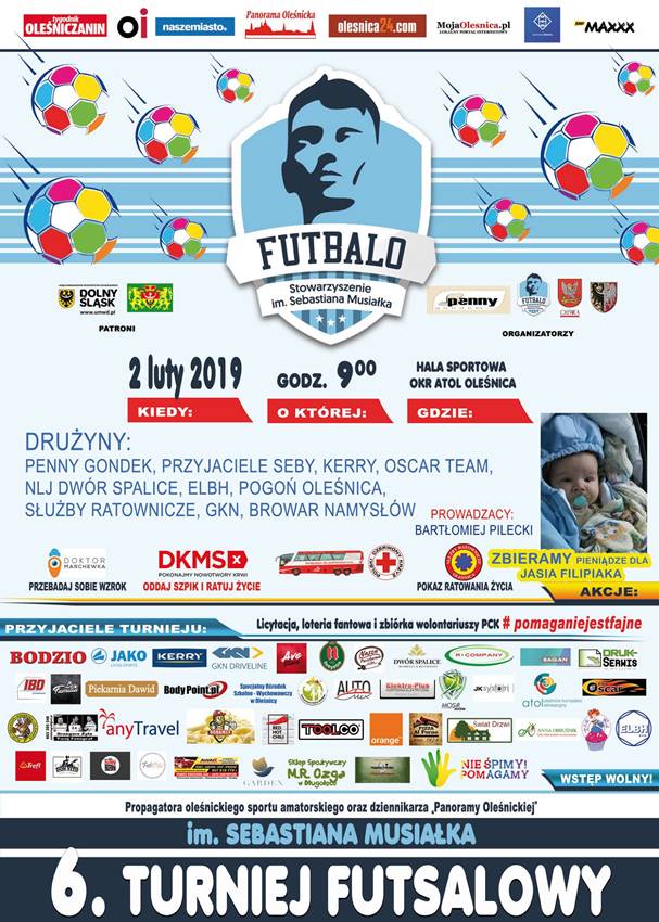 Oddaj krew podczas 6. Turnieju Futsalowego im. Sebastiana Musiałka w Oleśnicy - 02.02.2019 r.