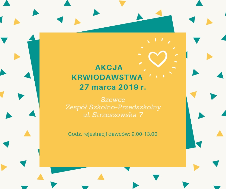 Zapraszamy na akcję krwiodawstwa w Szewcach - 27.03.2019 r.