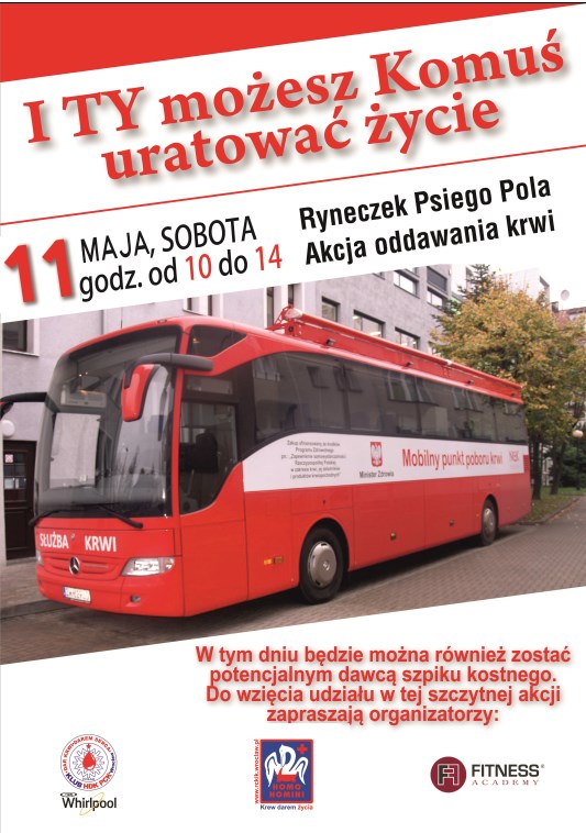 Klub HDK PCK Polar-Whirlpool zaprasza do oddawania krwi - 11.05.2019 r.