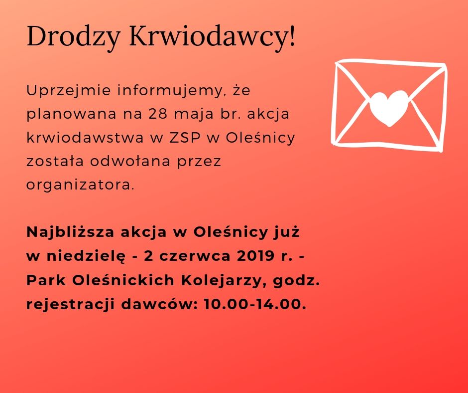 Akcja krwiodawstwa w Oleśnicy - 2.06.2019 r.