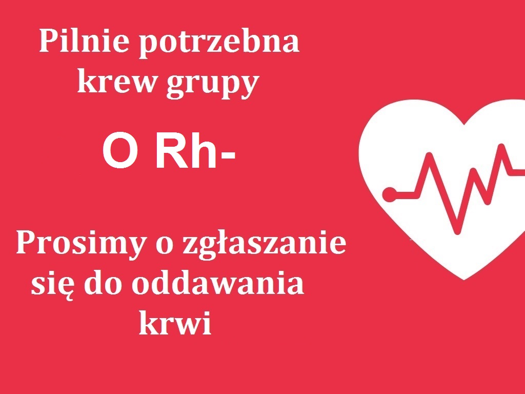 Potrzebna grupa krwi O Rh-