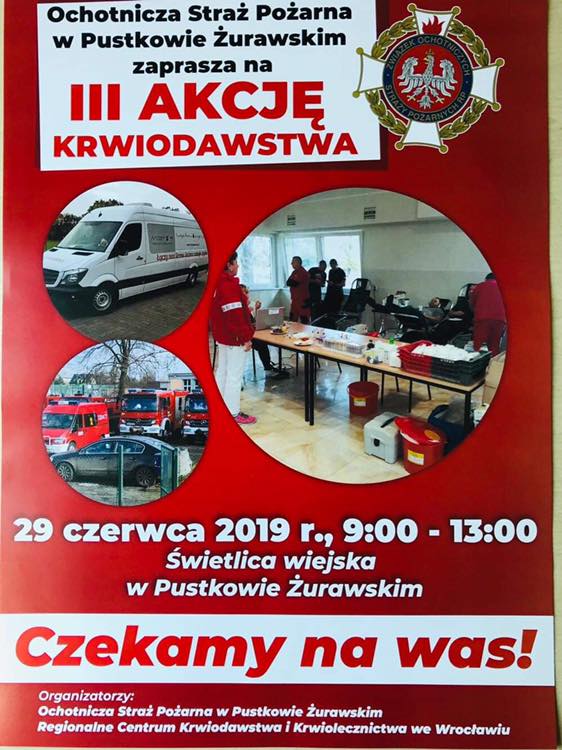 Oddaj krew w Pustkowie Żurawskim - 29.06.2019 r.