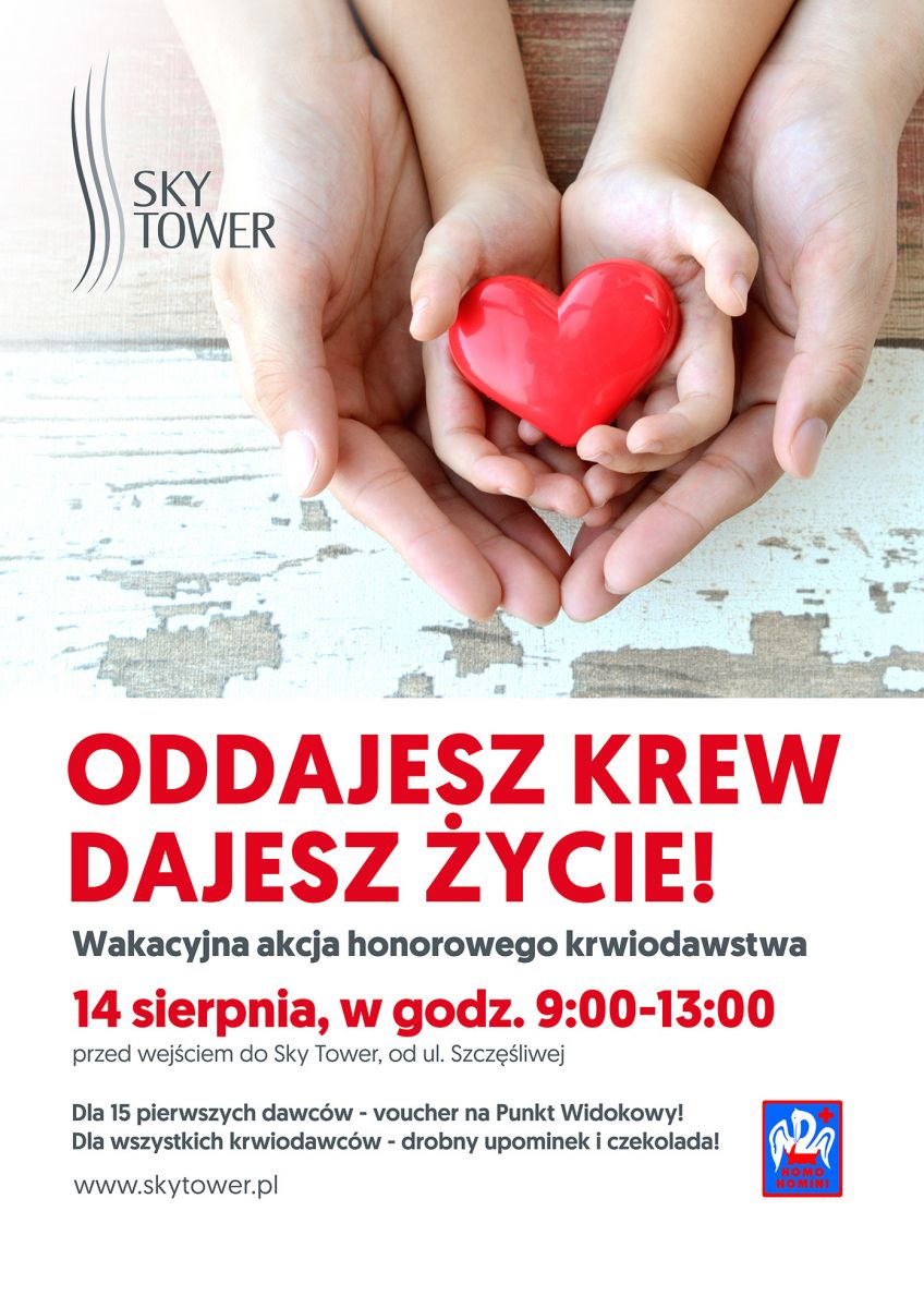 Wakacyjna akcja krwiodawstwa przed Sky Tower - 14.08.2019 r.