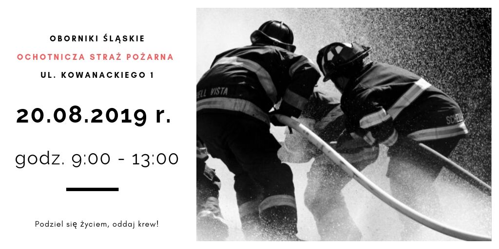 Zapraszamy na akcję krwiodawstwa do Obornik Śląskich - 20.08.2019 r.