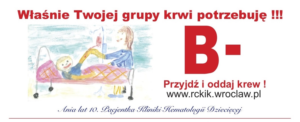 Pilnie potrzebna krew grupy B Rh-