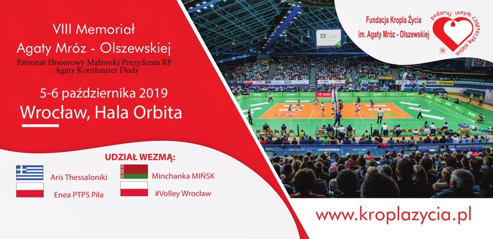 Zapraszamy do oddawania krwi podczas VIII Memoriału Agaty Mróz-Olszewskiej we Wrocławiu - 05.10.2019 r.