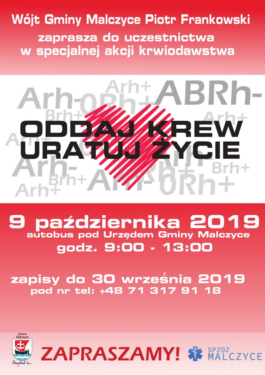 Akcja krwiodawstwa w Malczycach - 9.10.2019 r.