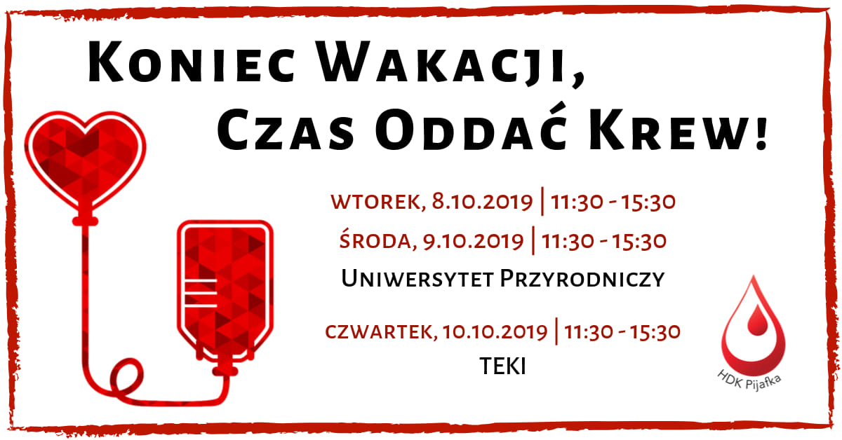 Klub HDK Pijafka zachęca do oddawania krwi - 8-10.10.2019 r.