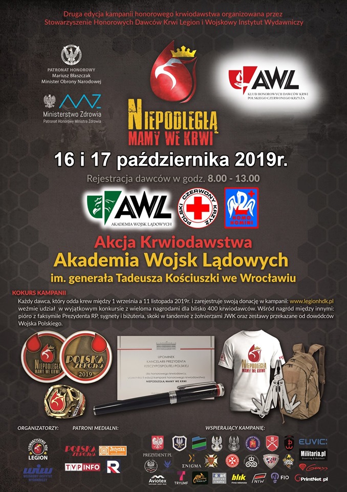Klub HDK PCK przy AWL zaprasza do udziału w październikowych akcjach krwiodawstwa