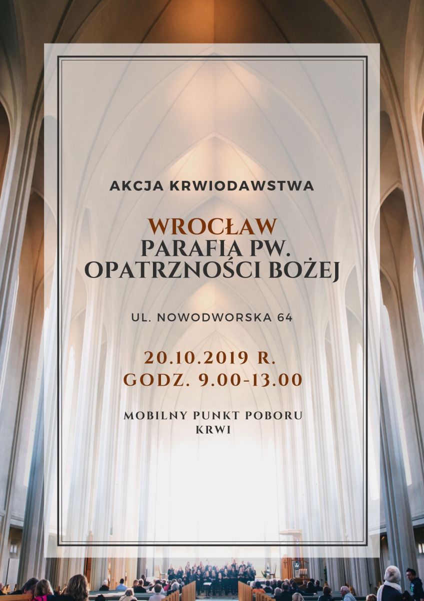 Akcja krwiodawstwa w niedzielę we Wrocławiu - 20.10.2019 r.